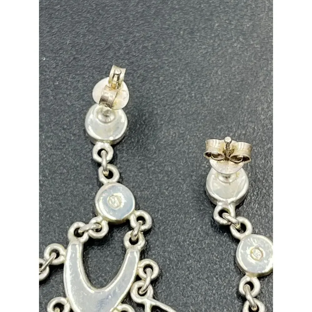 Sterling Silver Pastel Mother‎ of Pearl Inlay Boho Statement Chandelier Earring